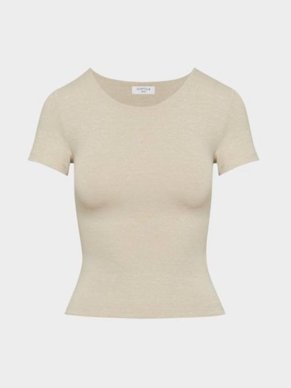 Aritzia Original Contour Crew Neck second skin Fitted T Shirt HEATHER OAT BEIGE
